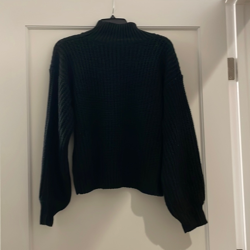 Black 100% Acrylic Mock-Neck Sweater